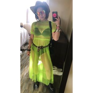 Neon Mesh Maxi Dress